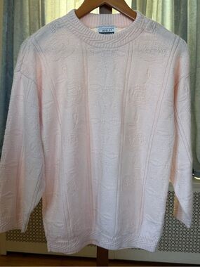 Adele pink sweater with textured knit L pattern #knitwear #textured